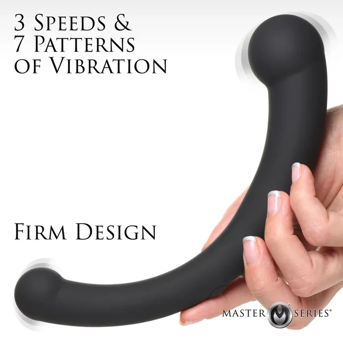 10X Vibra-Crescent Vibrating Silicone Dual-Ended Dildo – Black