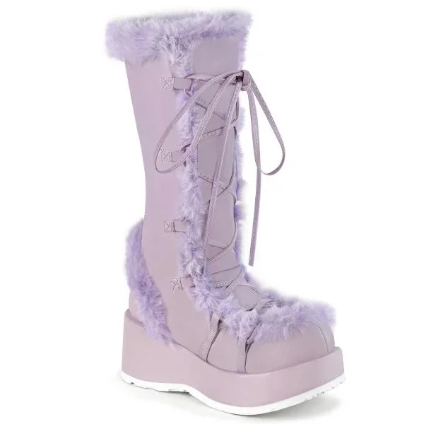 2 3/4″ Vegan Leather Platform Lace-up Boot – Lavender –