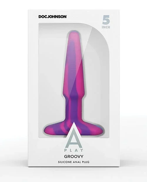 A Play 5″ Groovy Silicone Anal Plug – Multicolor-yellow
