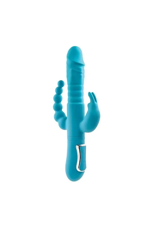 Adam & Eve – Eve’s Thrusting Triple Joy Rabbit Vibrator – Teal