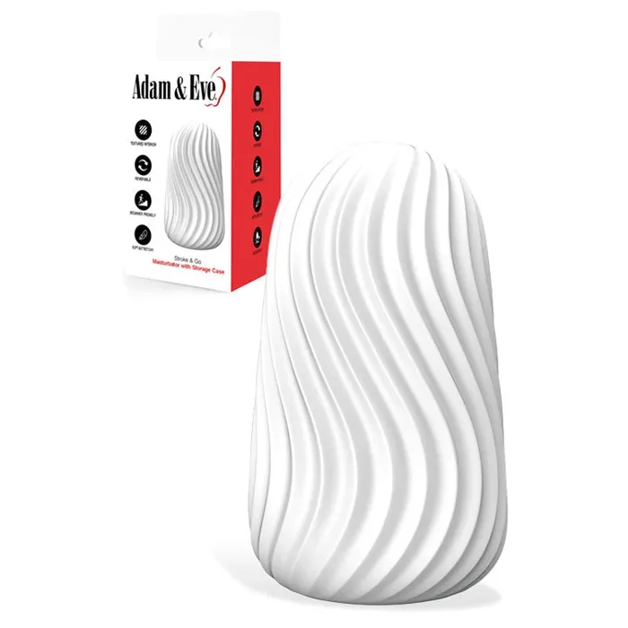 Adam & Eve Stroke & Go – White Stroker Sleeve with Storage Case