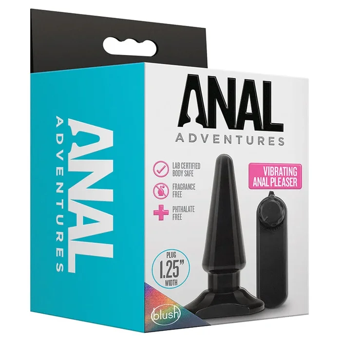 Anal Adventures Basic Pleaser Black 4-Inch Vibrating Anal Plug