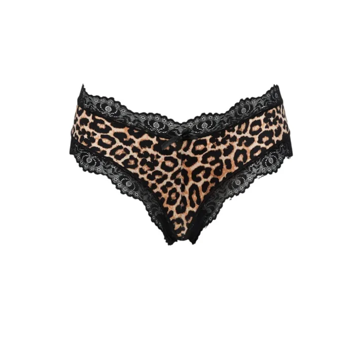 Animal Print Lace Trim G-string Panty