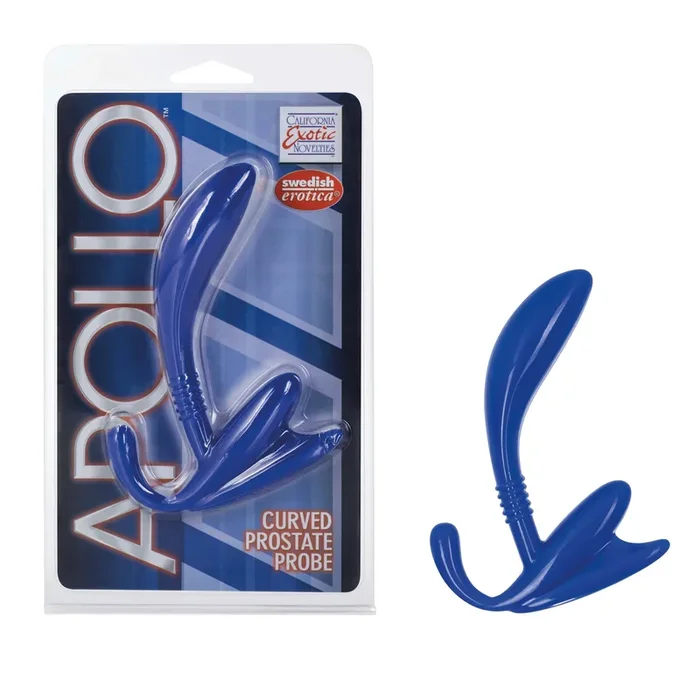 Apollo Curved Prostate Probe Blue by California Exotic Novelties – Anal Toy for Men