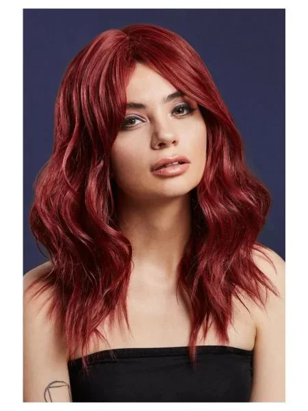 Ashley Wavy Long Layered Wig – Ruby Red