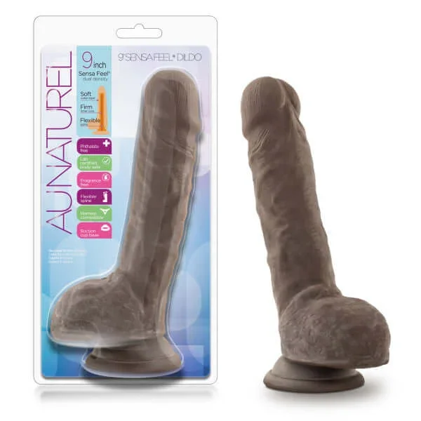 Au Naturel 9-Inch Sensa Feel Dildo – Experience True Sensation in Chocolate Brown