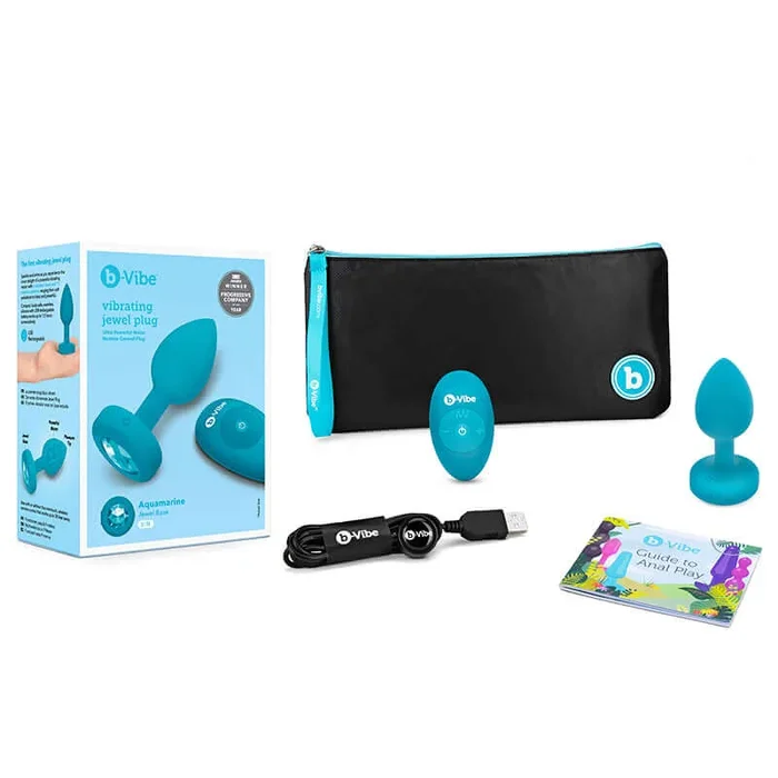 B-Vibe Vibrating Jewel Plug Aquamarine S/M – Remote-Controlled Anal Vibrator