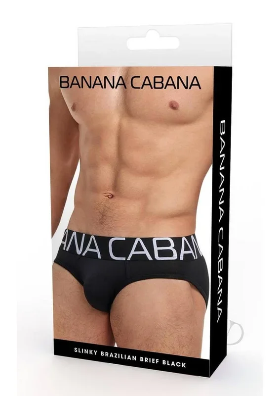 Banana Cabana Bikini Slinky Brazilian Brief Black L XL