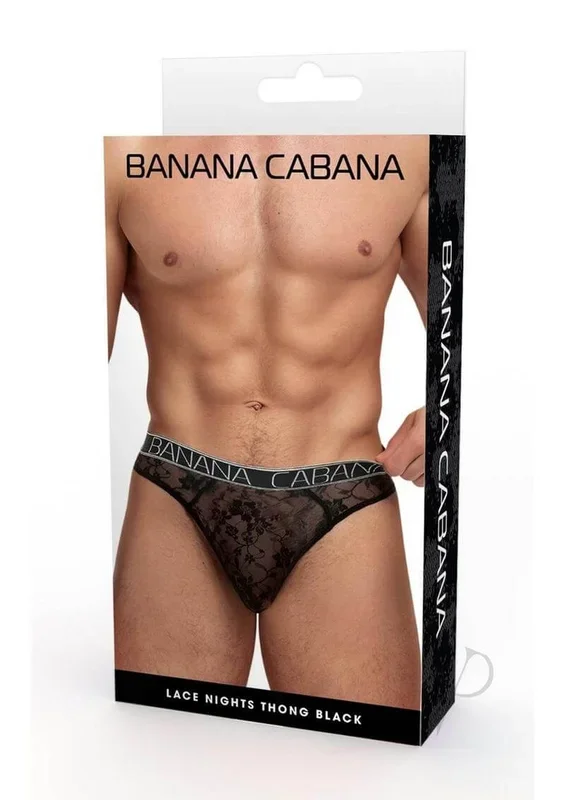 Banana Cabana Lace Nights Thong Large XLarge Black