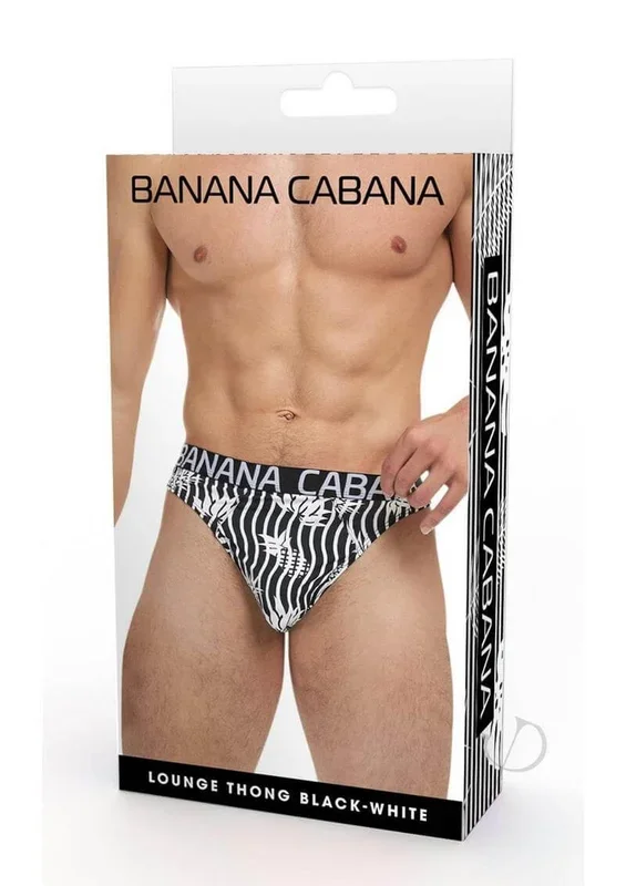 Banana Cabana Thong Black White Large XLarge