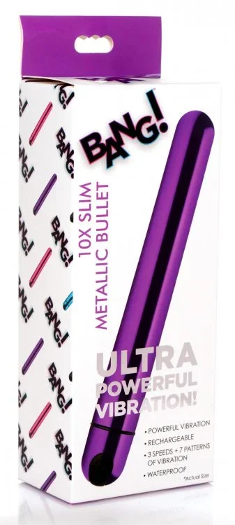 Bang 10X Slim Metallic Bullet Vibrator – Intense Pleasure in Stylish Purple