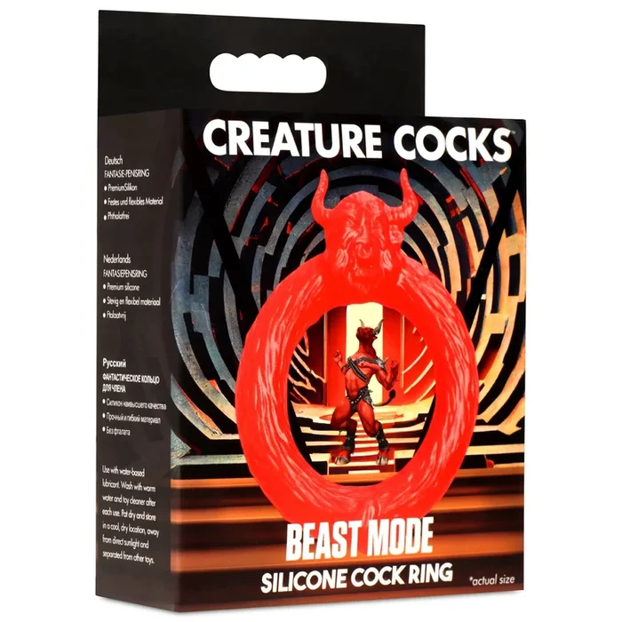 Beast Mode Silicone Cock Ring in Red for Adult Intimacy Use