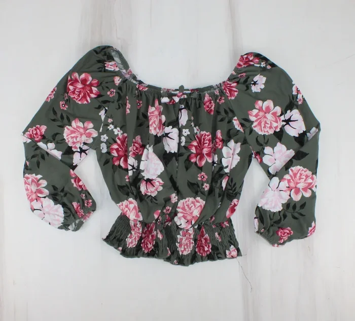 BELLA & BIRDIE FLORAL CROPPED TOP 10/12Y PRE-LOVED