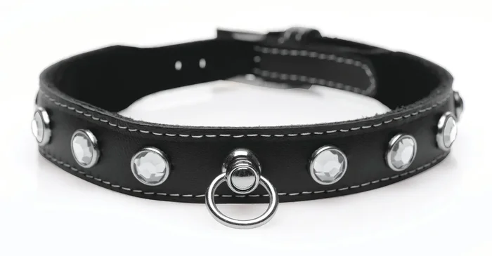 Bling Vixen Leather Choker with Rhinestones – Clear