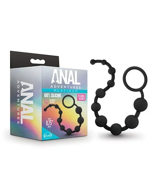 Blush Anal Adventures Platinum Silicone 10 Anal Beads – Black