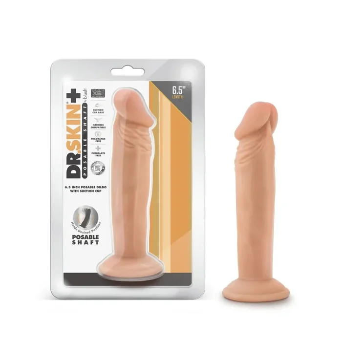 Blush Dr. Skin Plus 6 Inch Posable Suction Cup Dildo Vanilla