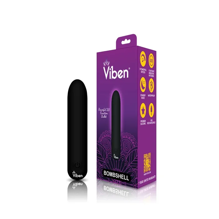 Bombshell Flexible Bullet Vibrator Black Silicone Rechargeable