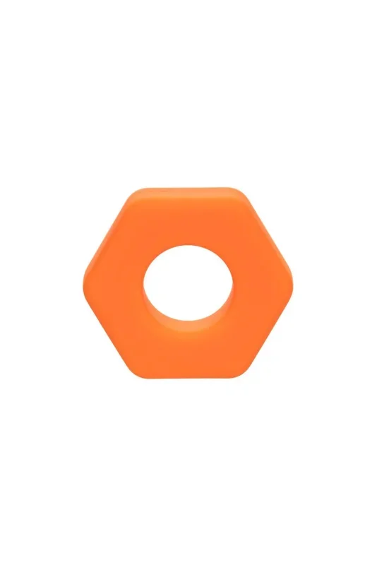 Cal Exotics – Alpha – Liquid Silicone Prolong Sexagon Cock Ring – Orange