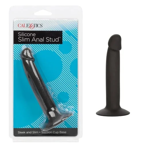 CalExotics Silicone Slim Anal Stud Black Slim Shaft with Suction Cup Base