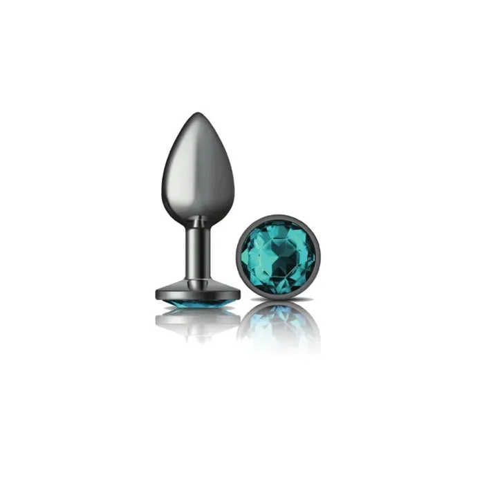 Cheeky Charms – Gunmetal Metal Butt Plug – Round – Teal – Small