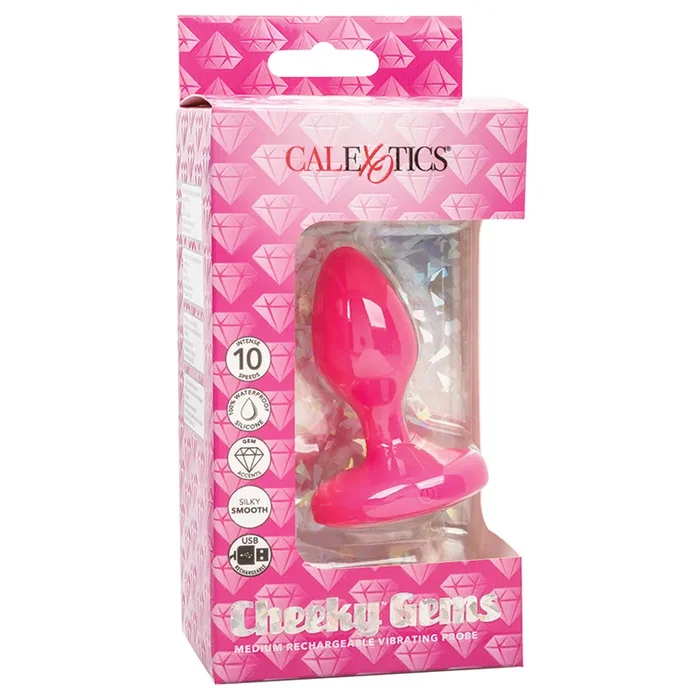 Cheeky Gems Medium Rechargeable Vibrating Probe – Pink