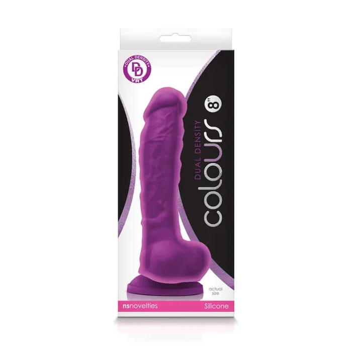 Colours Dual Density 8 inches Purple Realistic Dildo by NS Novelties