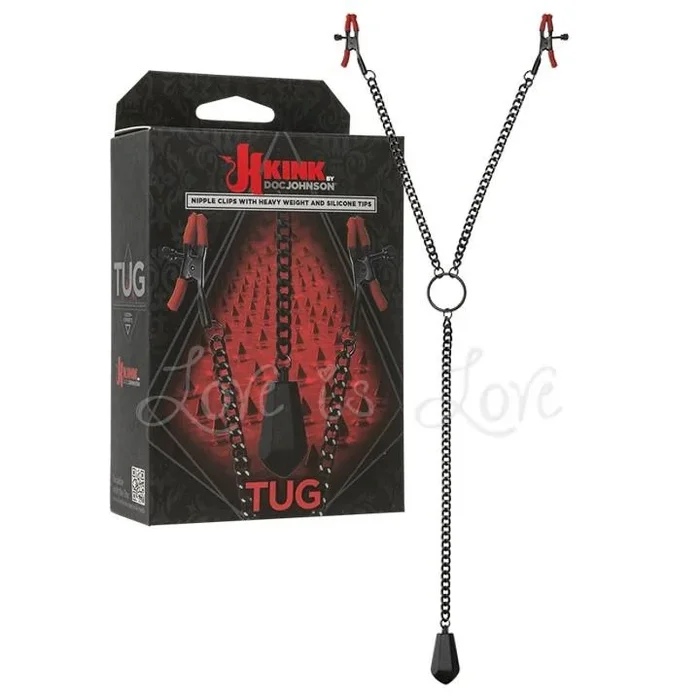 Doc Johnson Kink Tug Nipple Clips with Heavy Weight and Silicone Tips