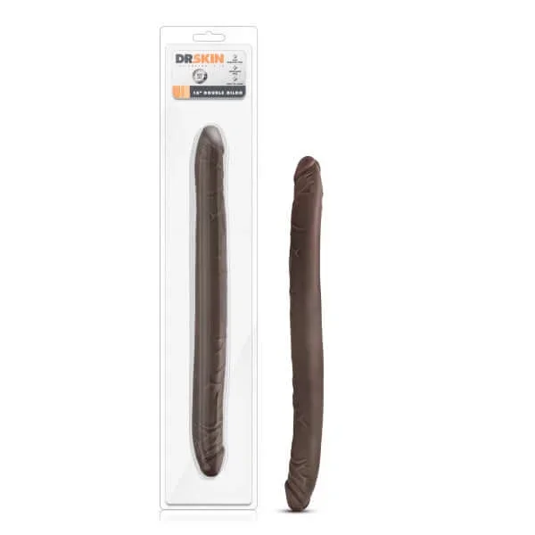 Dr. Skin 16-Inch Double Dildo Chocolate Brown | Extra Long for Ultimate Pleasure