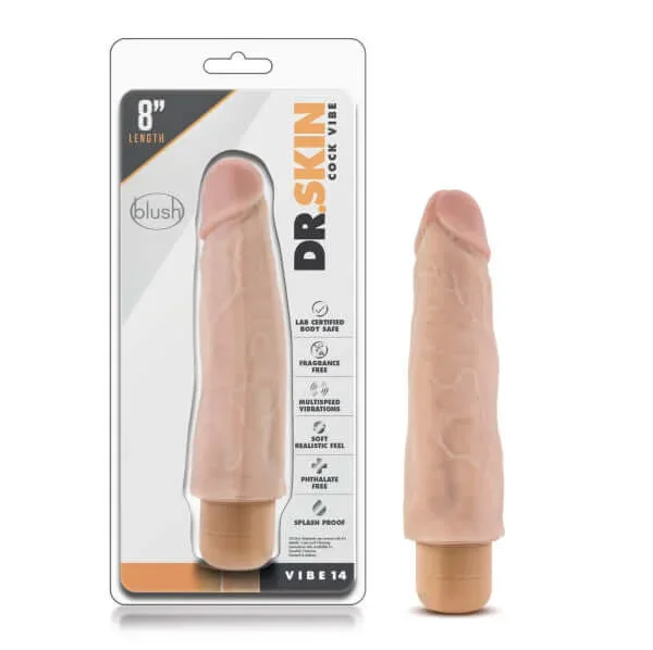 Dr. Skin Cock Vibe #14 Realistic Vibrator – Beige 8 inches