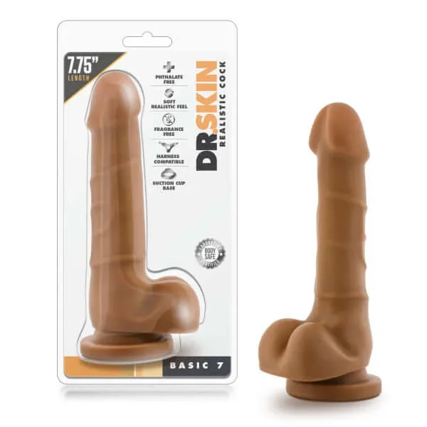 Dr. Skin Realistic Cock Basic 7.75 inches Mocha Dildo