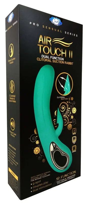 Dual Function Clitoral Suction Vibrator Teal – Air Touch II with Ergonomic Handle