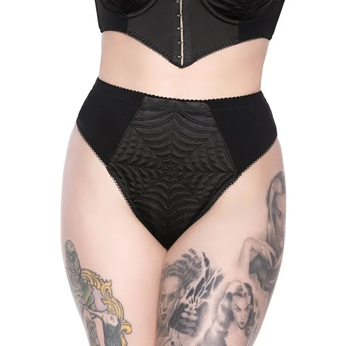 Embossed Spiderweb Satin Full Panty