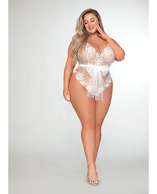 Embroidered Mesh Teddy White 2X