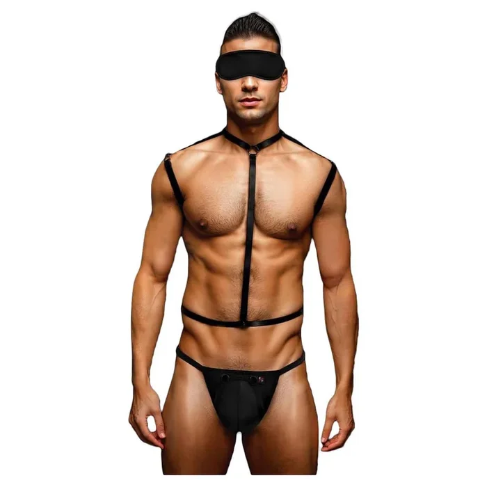 Envy Menswear 3-Piece Wetlook Chest Harness Set