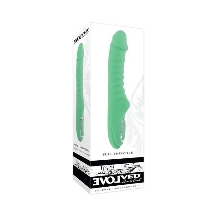 Evolved Full Throttle Rechargeable Warming Vibrator Silicone Mint Green