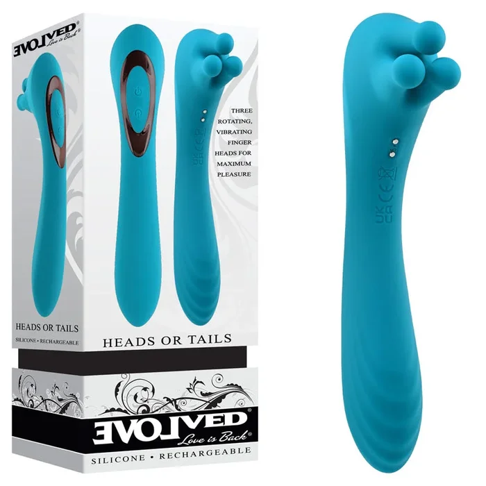 Evolved HEADS OR TAILS – Blue 19.3 cm USB Rechargeable Dual Ended Massager