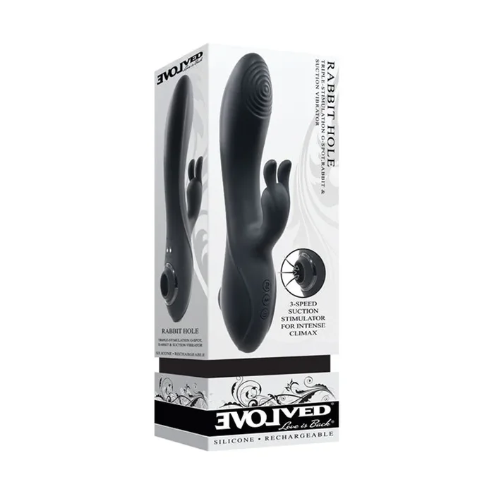 Evolved RABBIT HOLE – Black 21.2 cm USB Rechargeable Rabbit Vibrator