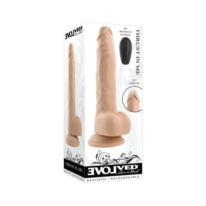 Evolved Thrust In Me Rechargeable Remote Controlled Thrusting Vibrating 9.25 In. Silicone Dildo Ligh