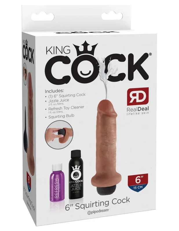 Experience Unrivaled Pleasure with the King Cock 6-Inch Squirting Dildo – Realistic & Safe!