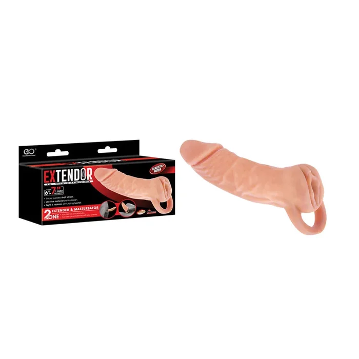 Extendor 7” 2-in-1 Penis Extender & Masturbator – Flesh 17.8 cm Penis Extension Sleeve with Vagina Opening