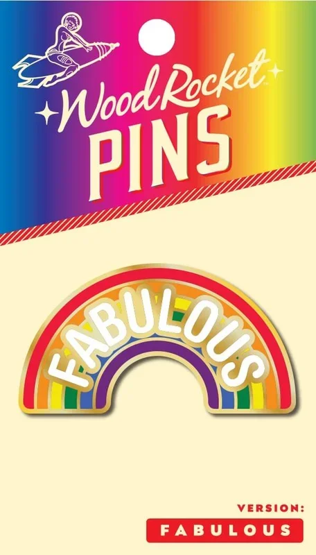 Fabulous” Enamel Pin – Gold with LGBTQ Rainbow Design | Fun & Vibrant Accessory