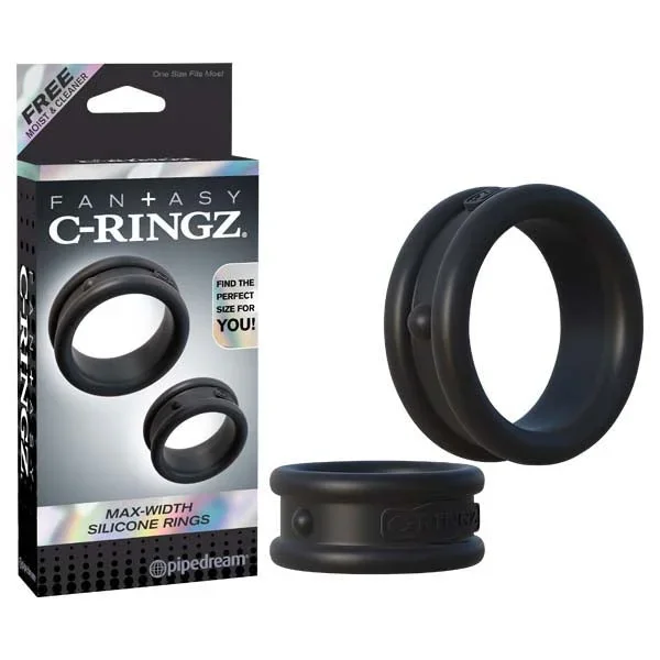 Fantasy C-Ringz Max Width Silicone Rings – Black Cock Rings – Set of 2