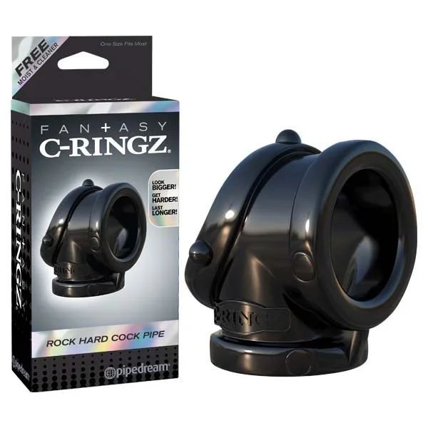 Fantasy C-ringz Rock Hard Cock Pipe – Black Cock & Ball Rings