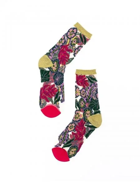 Festive Floral Sheer Crew Sock – U.S. W5.5-10