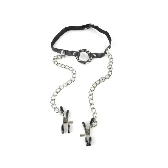 Fetish Fantasy O-Ring Gag With Nipple Clamps