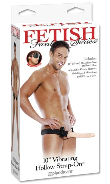Fetish Fantasy Vibrating Hollow Strap On Dildo Flesh 10 in