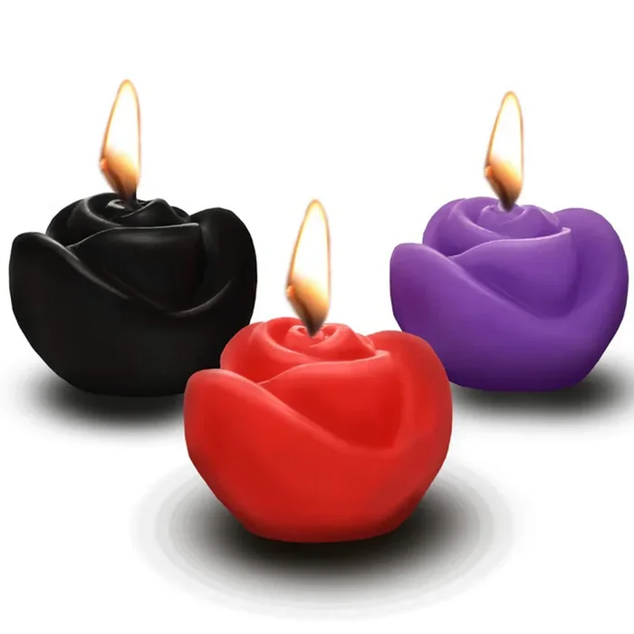 Fire Garden 3pc Rose Candle Set – Black, Purple, Red