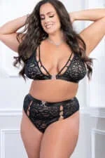 G World Intimates 2-Piece Black High Waist Panty and Bra Set – Queen Size Sensual Elegance