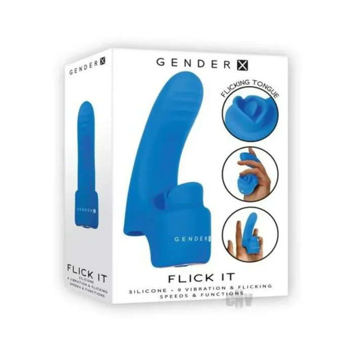 Gender X Flick It Finger Vibrator Blue