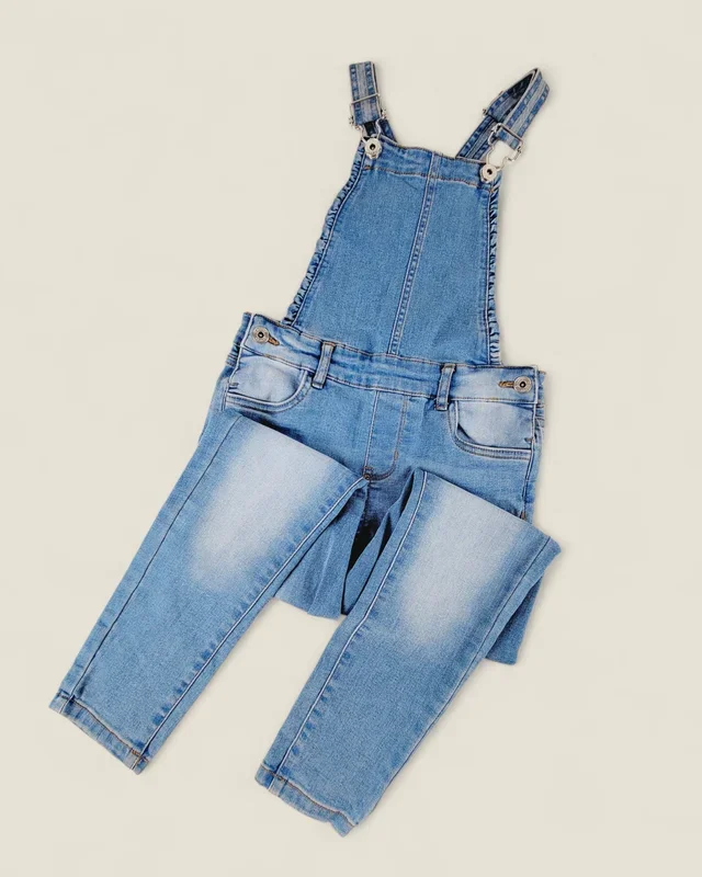 GEORGE LIGHT DENIM OVERALLS GIRLS 8Y PRE-LOVED